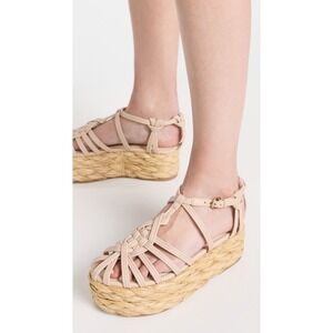 Ulla Johnson Sandals Beige Tan Viola Knotted Flatform
